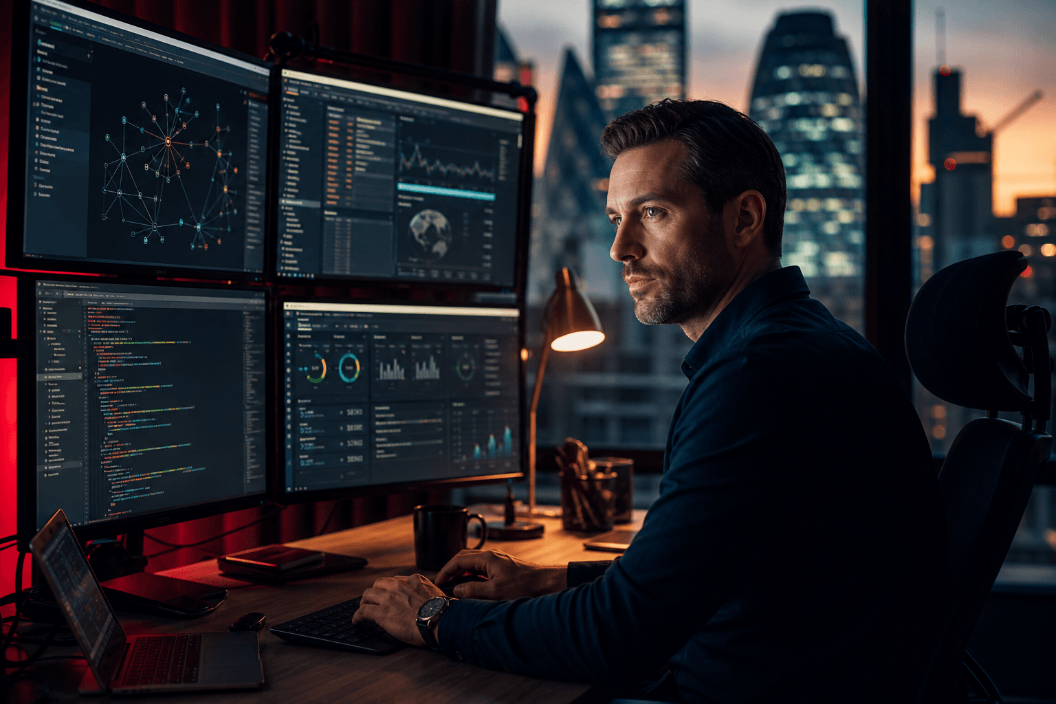 IT consultant at work in a London office